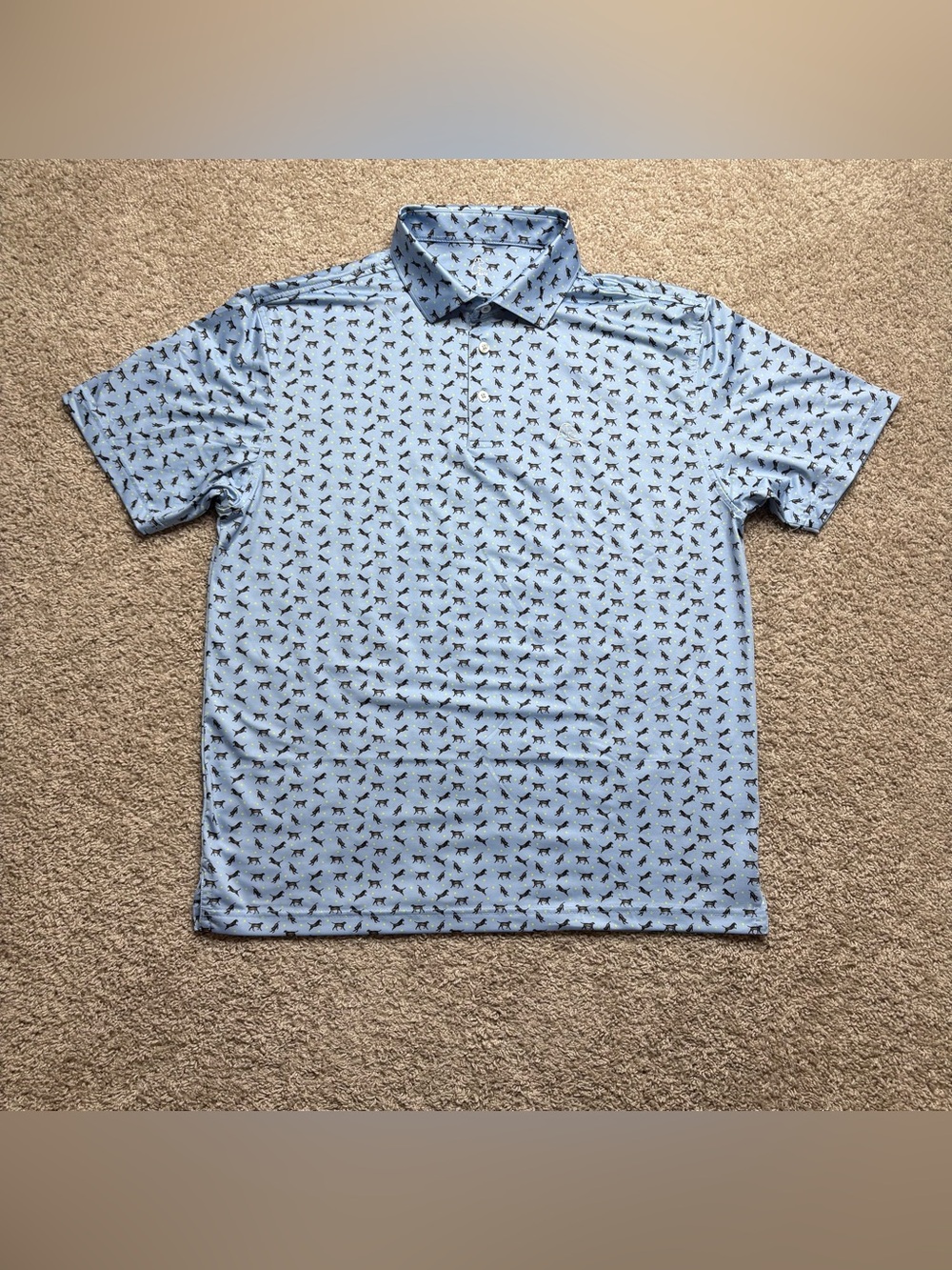 Rhoback Light Blue Polo with Dog and Ball Print